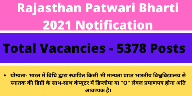 Rajasthan Patwari Bharti 2021