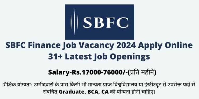 SBFC Finance Job Vacancy 2024