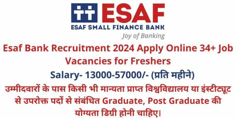 Esaf Bank Recruitment 2024